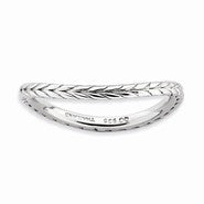 Sterling Silver Polished Rhodium-plate Wave Ring
