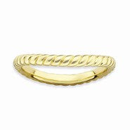 Sterling Silver Polished Gold-plate Wave Ring