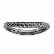 Sterling Silver Polished Black-plate Wave Ring