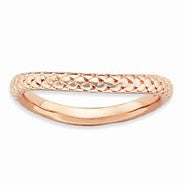 Sterling Silver Polished Pink-plate Wave Ring