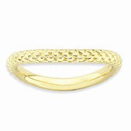 Sterling Silver Polished Gold-plate Wave Ring