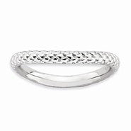 Sterling Silver Polished Rhodium-plate Wave Ring