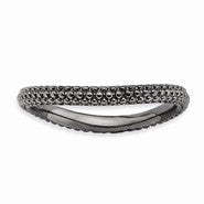 Sterling Silver Polished Black-plate Wave Ring