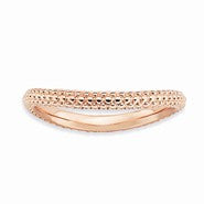 Sterling Silver Polished Pink-plate Wave Ring