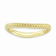 Sterling Silver Polished Gold-plate Wave Ring