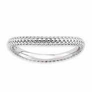 Sterling Silver Polished Rhodium-plate Wave Ring