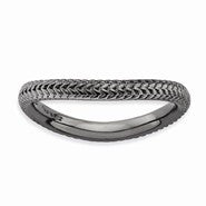Sterling Silver Polished Black-plate Wave Ring