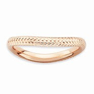 Sterling Silver Polished Pink-plate Wave Ring