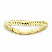 Sterling Silver Polished Gold-plate Wave Ring