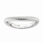 Sterling Silver Polished Rhodium-plate Wave Ring