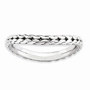Sterling Silver Polished Rhodium-plate Wave Ring