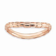 Sterling Silver Polished Pink-plate Wave Ring