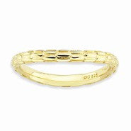 Sterling Silver Polished Gold-plate Wave Ring