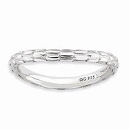 Sterling Silver Polished Rhodium-plate Wave Ring