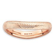 Sterling Silver Polished Pink-plate Wave Ring