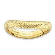 Sterling Silver Polished Gold-plate Wave Ring