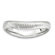 Sterling Silver Polished Rhodium-plate Wave Ring