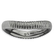 Sterling Silver Polished Black-plate Wave Ring