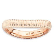 Sterling Silver Polished Pink-plate Wave Ring