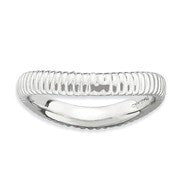 Sterling Silver Polished Rhodium-plate Wave Ring
