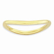 Sterling Silver Polished Gold-plate Wave Ring