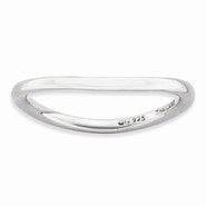 Sterling Silver Polished Rhodium-plate Wave Ring