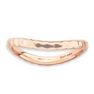 Sterling Silver Polished Pink-plate Wave Ring