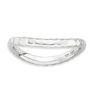 Sterling Silver Polished Rhodium-plate Wave Ring