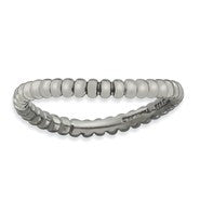 Sterling Silver Polished Black-plate Wave Ring