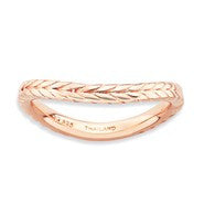 Sterling Silver Polished Pink-plate Wave Ring