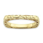 Sterling Silver Polished Gold-plate Square Ring