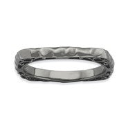 Sterling Silver Polished Black-plate Square Ring