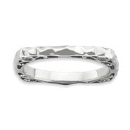 Sterling Silver Polished Rhodium-plate Square Ring