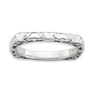 Sterling Silver Polished Rhodium-plate Square Ring