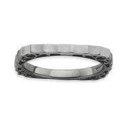 Sterling Silver Polished Black-plate Square Ring
