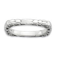 Sterling Silver Polished Rhodium-plate Square Ring