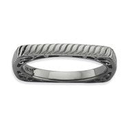 Sterling Silver Polished Black-plate Square Ring