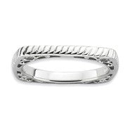 Sterling Silver Polished Rhodium-plate Square Ring