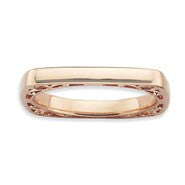 18K Rose Gold Plated Sterling Silver Polished Square Ring