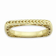 Sterling Silver Polished Gold-plate Square Ring