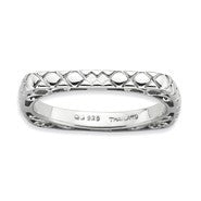 Sterling Silver Polished Rhodium-plate Square Ring