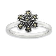 Sterling Silver Marcasite Scalloped Ring