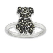 Sterling Silver Marcasite Dog Ring