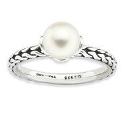Sterling Silver 7.0-7.5mm White Pearl Ring