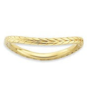 Sterling Silver Polished Gold-plated Wave Ring