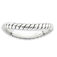 Sterling Silver Polished Antiqued Wave Ring