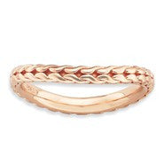 Sterling Silver Polished Pink-plated Wave Ring