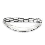 Sterling Silver Polished Antiqued Wave Ring