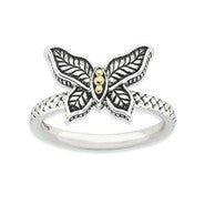 Sterling Silver & 14k Yellow Gold Antiqued Ring