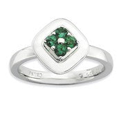 Sterling Silver Polished Emerald Ring